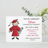 Kindergarten Afstuderen Uitnodiging—Jongen, Rood Kaart (Staand voorkant)