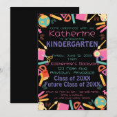 Kindergarten Afstuderen Uitnodiging School Thema (Voorkant / Achterkant)