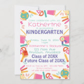 Kindergarten Afstuderen Uitnodiging School Thema (Voorkant)