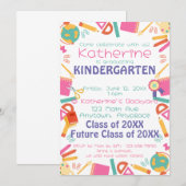 Kindergarten Afstuderen Uitnodiging School Thema (Voorkant / Achterkant)