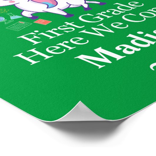 Kindergarten Afstuderen voor eerste graad Unicorn  Poster (Hoek)