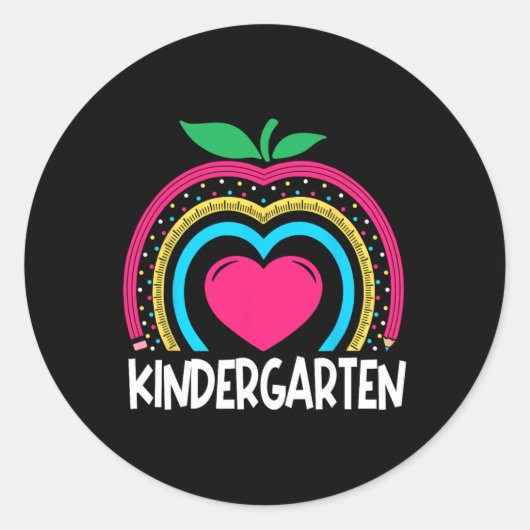 Kindergarten Boho Rainbow lerarenteam Kinder squa Ronde Sticker (Voorkant)