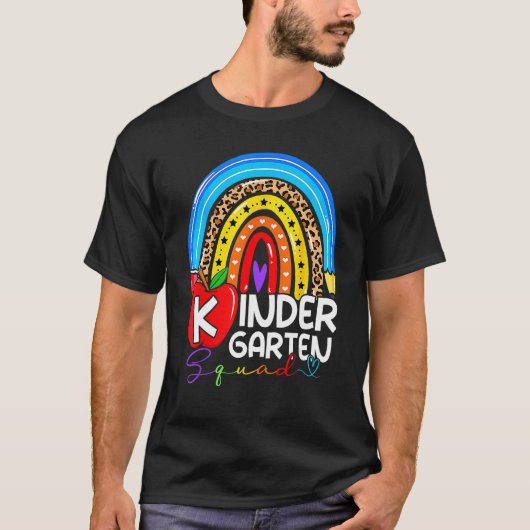 Kindergarten Boho Rainbow Teacher Team Kinder Squa T-shirt (Voorkant)