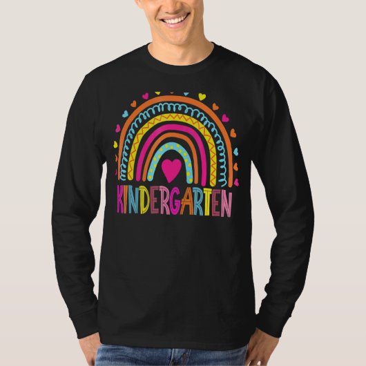 Kindergarten Boho Regenboogleraar Leerdag T-shirt (Voorkant)