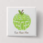 Kindergarten Button leraar - groene appel (Voorkant)