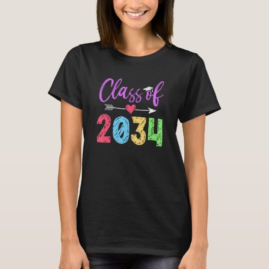 Kindergarten Class Of 2034 Graduation First Day Of T-shirt (Voorkant)