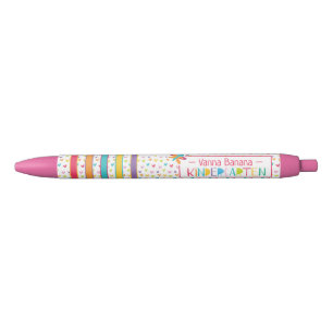 Kindergarten Crayon Colors Hearts Stripe Butterfly Zwarte Inkt Pen