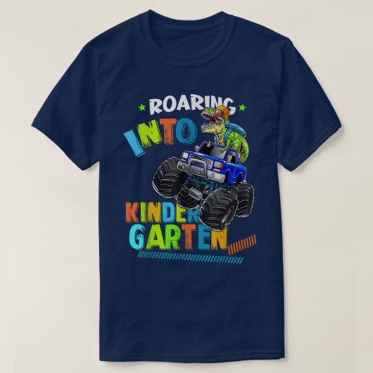 Kindergarten Dinosaur Monster Truck Terug T-shirt (Design voorkant)