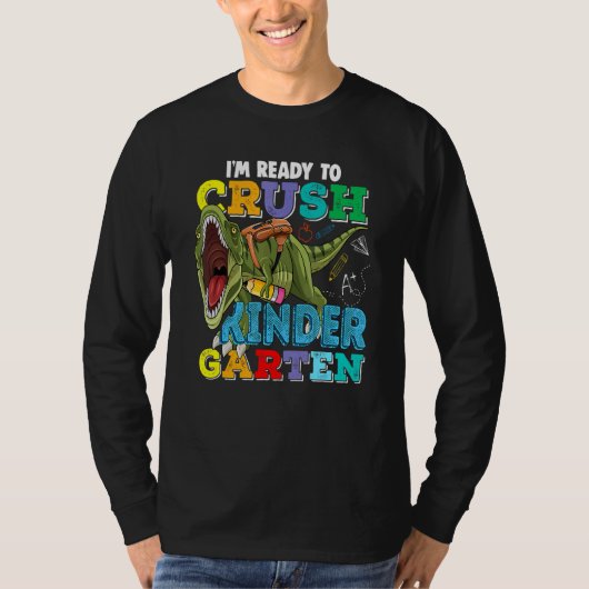 Kindergarten Dinosaur Rex naar school B T-shirt (Voorkant)