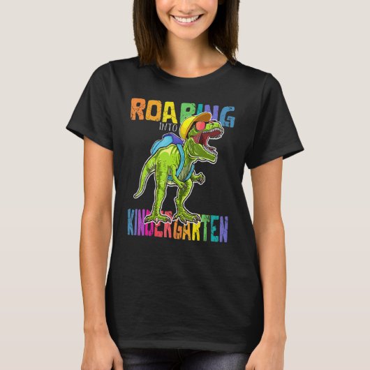 Kindergarten Dinosaur Rex naar school B T-shirt (Voorkant)