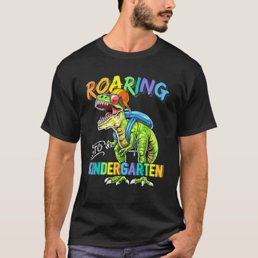 Kindergarten Dinosaur Rex naar school B T-shirt (Voorkant)
