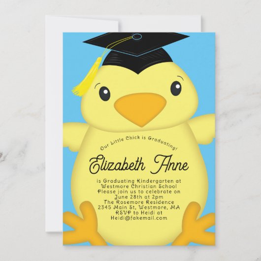 Kindergarten Elementaire Kind Chick Graduation Par Kaart (Voorkant)