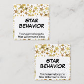 Kindergarten Elementary STAR GEDHAVIOR TOKEN Kaart Vierkante Visitekaartje (Voorkant / Achterkant)