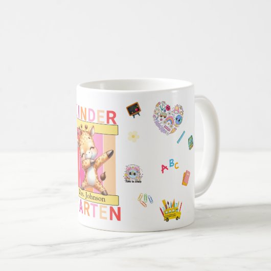 Kindergarten Elementary Teacher Dabbing Giraffe Koffiemok (Voorkant rechts)