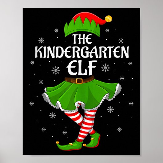 Kindergarten Elf Christmas Family Girls Women Elf Poster (Voorkant)