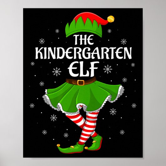 Kindergarten Elf Christmas Family Girls Women Elf  Poster (Voorkant)