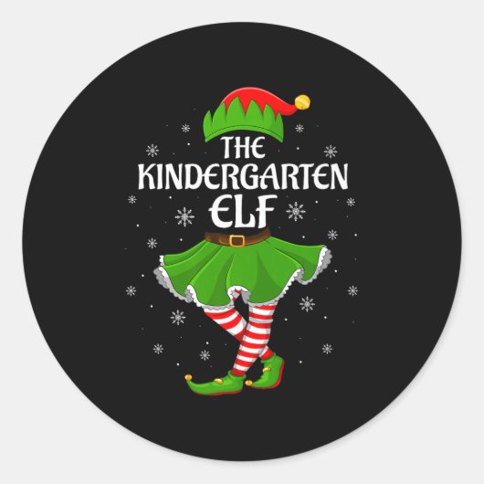 Kindergarten Elf Christmas Family Girls Women Elf  Ronde Sticker (Voorkant)