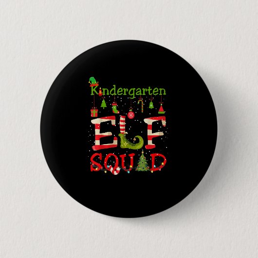 Kindergarten ELF Squad Funny kerstlampjes Kinder Ronde Button 5,7 Cm (Voorkant)