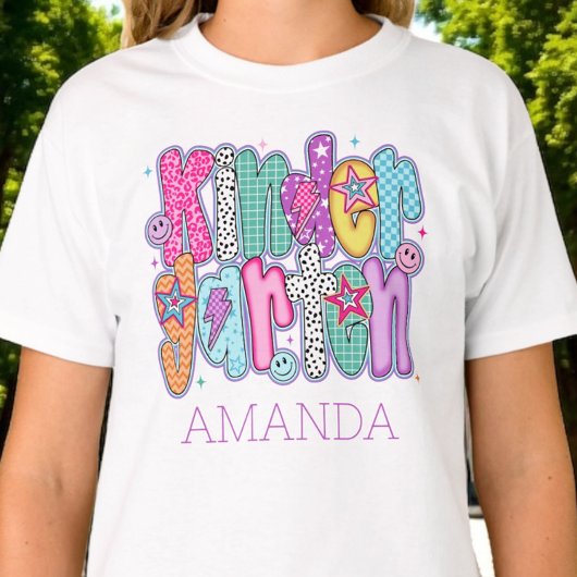 Kindergarten First Day of School Coquette Custom T-shirt