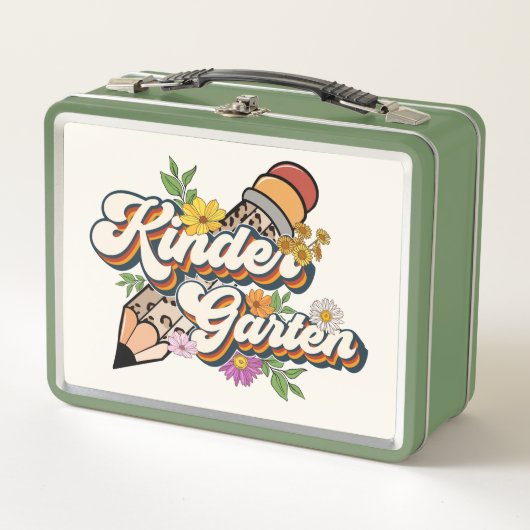 Kindergarten Flowers and Pencil Metal Lunch Box (Voorkant)