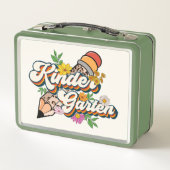 Kindergarten Flowers and Pencil Metal Lunch Box (Achterkant)
