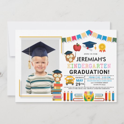 Kindergarten Foto Afstuderen Uitnodiging (Voorkant)