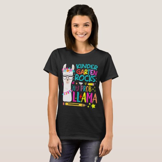 Kindergarten Geen Prob-Llama Kleding T-shirt (Voorkant volledig)