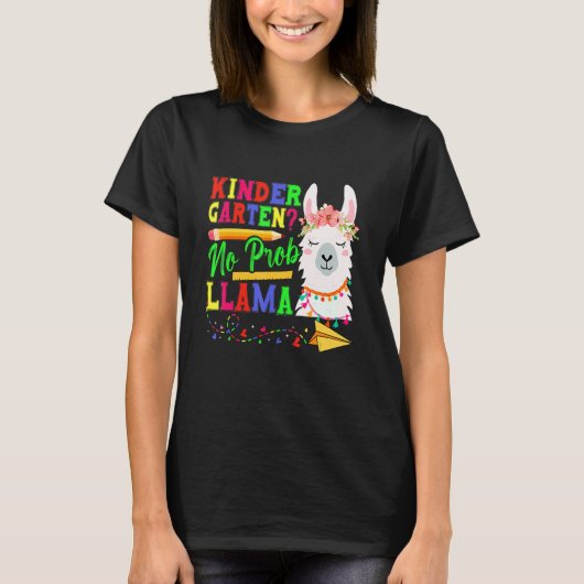 Kindergarten geen prob llama terug naar school Eer T-shirt (Voorkant)