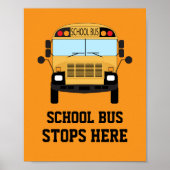Kindergarten Gele School Bus Hier wachten Poster (Voorkant)