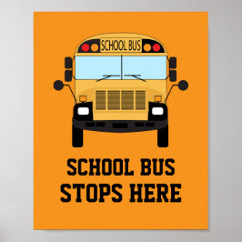 Kindergarten Gele School Bus Hier wachten Poster