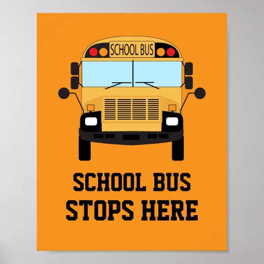 Kindergarten Gele School Bus Hier wachten Poster (Voorkant)