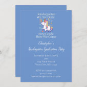 Kindergarten Graduation Party Blue Unicorn Kaart (Voorkant / Achterkant)