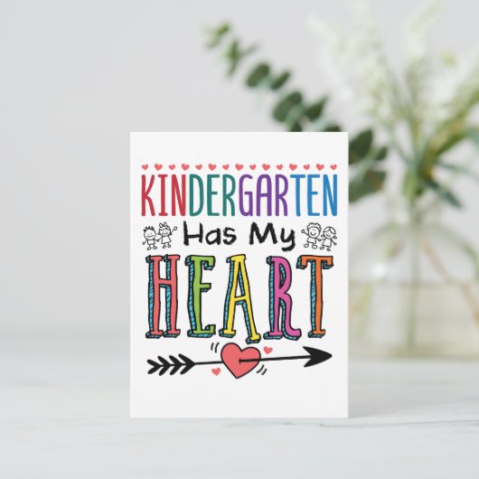 Kindergarten heeft mijn docent hartleer briefkaart (Staand voorkant)