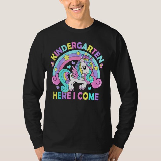 Kindergarten Here I Come  Unicorn Girls Back To Sc T-shirt (Voorkant)