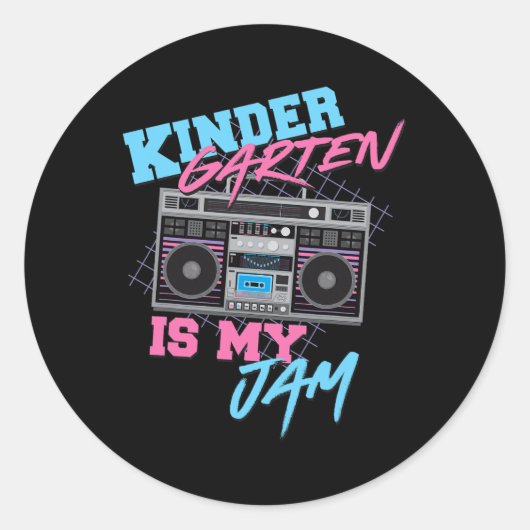 Kindergarten is mijn jam -  80s Boombox Teach Ronde Sticker (Voorkant)