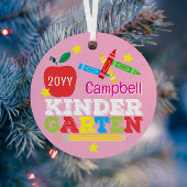 Kindergarten Keepsake Cute Pink Girls Photo Metalen Ornament