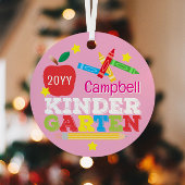 Kindergarten Keepsake Cute Pink Girls Photo Metalen Ornament