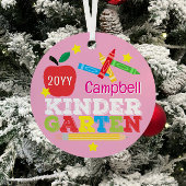 Kindergarten Keepsake Cute Pink Girls Photo Metalen Ornament