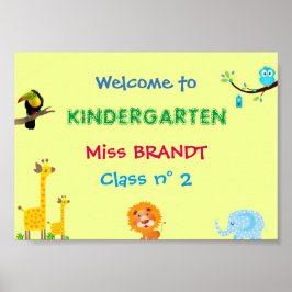 Kindergarten, klaslokaal en leraar poster