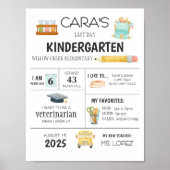 Kindergarten Laatste dag van de school teken Poster (Voorkant)