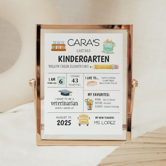 Kindergarten Laatste dag van de school teken Poster