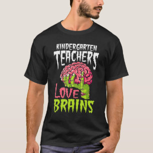 Kindergarten Leerkrachten Liefde Brains Zombie Lee T-shirt