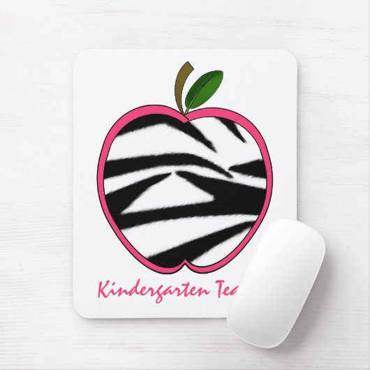 Kindergarten Leerleraar Zebra Print Apple Muismat (Met muis)