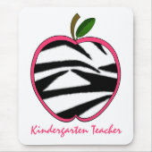 Kindergarten Leerleraar Zebra Print Apple Muismat (Voorkant)