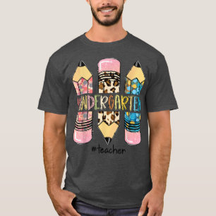 Kindergarten Leider Lopard Pencil Kinder Leraar T-shirt