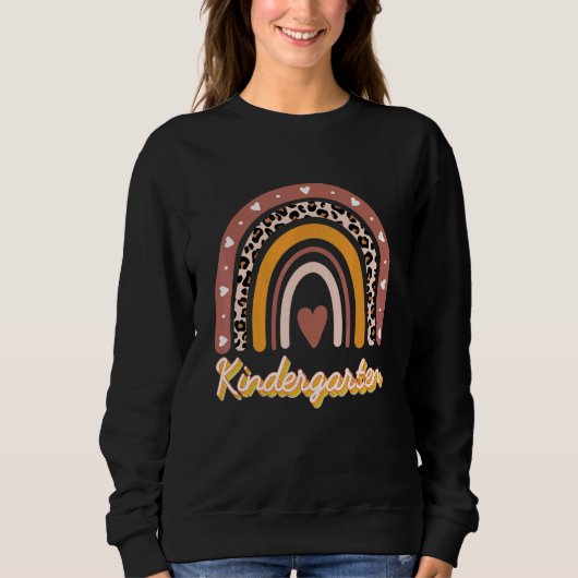 Kindergarten leraar Boho Rainbow Leopard print Trui (Voorkant)