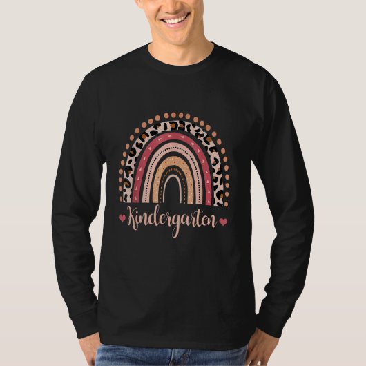 Kindergarten leraar Boho regenboogluipaard terug n T-shirt (Voorkant)