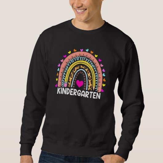 Kindergarten leraar Boho regenboogluipaard terug n Trui (Voorkant)
