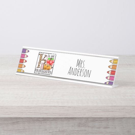 Kindergarten leraar bureau naambordje (Voorkant)