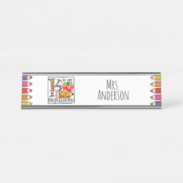 Kindergarten leraar bureau naambordje